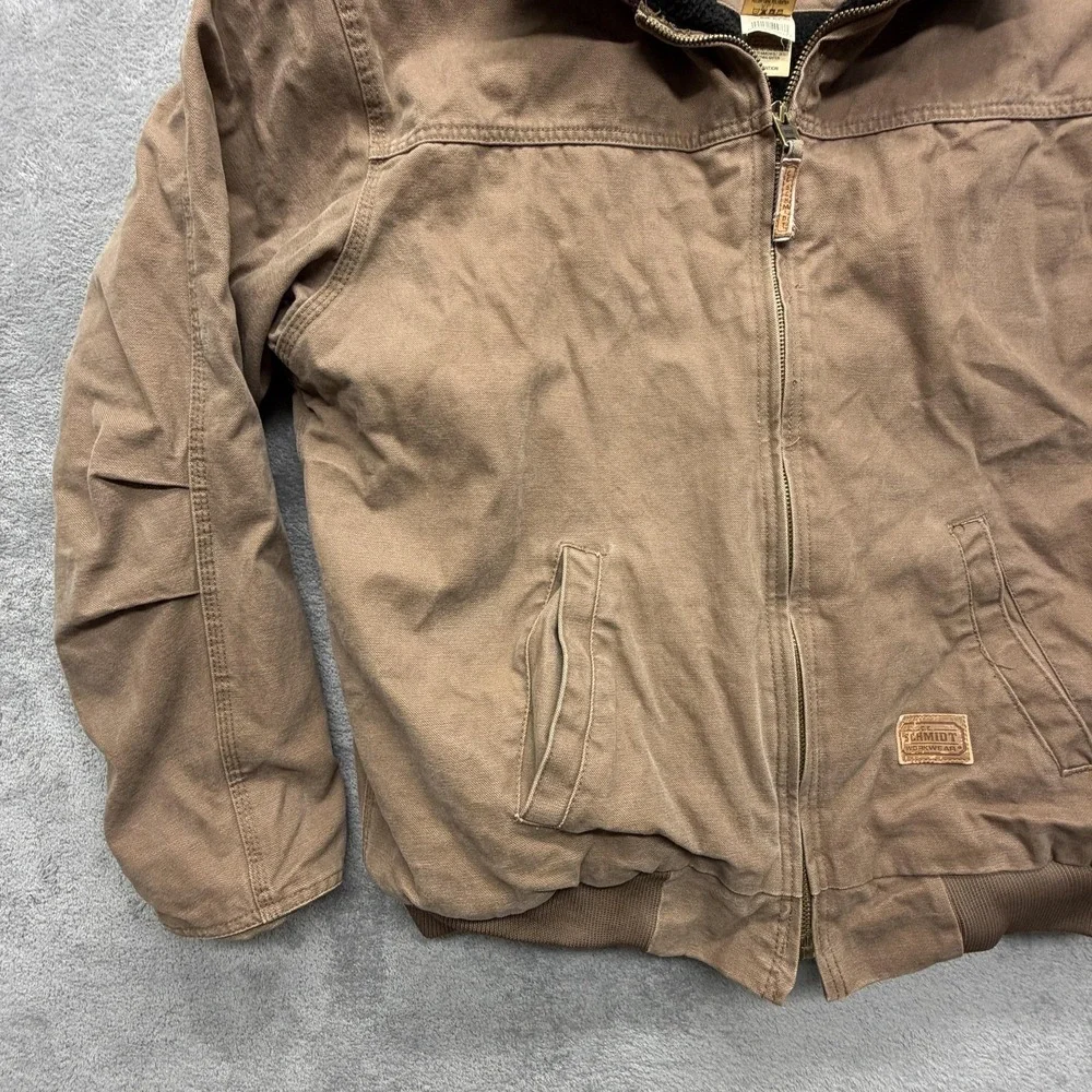 Schmidt Workwear Jacket Mens XLT‎ Brown Bomber Lined Insulated Pockets Canvas